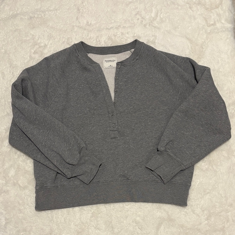Abercrombie & Fitch Grey Button Up Sweatshirt